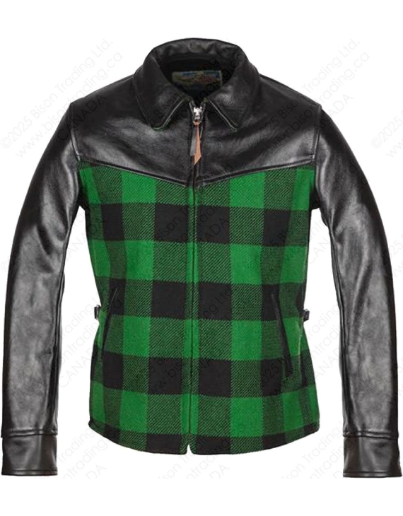 Aero Leather Buffalo Check Wool and Leather Half Belt